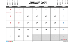 January 2023 Calendar Free Printable