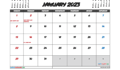 Free January Calendar 2023 Printable