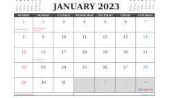 Free 2023 Calendar January Printable