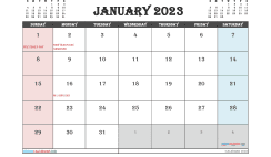 Free Printable January 2023 Calendar