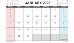 Free January Calendar 2023 Printable