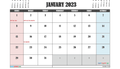 Free January 2023 Calendar Template