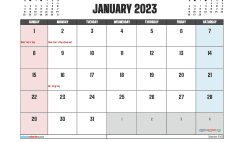 Free Calendar January 2023 Printable