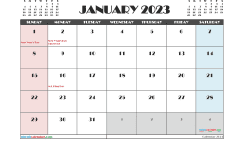 January 2023 Calendar Free Printable