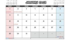 Free Printable January 2023 Calendar