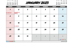 Free 2023 Calendar January Printable