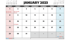 Free Printable January 2023 Calendar