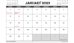 Free January 2023 Calendar Printable