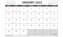 Free January 2023 Calendar Template