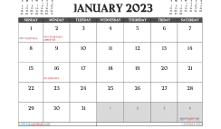 January 2023 Printable Calendar Free