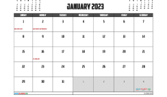 January 2023 Calendar Free Printable