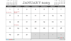 Free January Calendar 2023 Printable