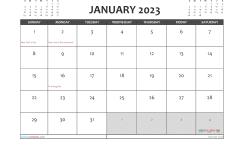 Printable January 2023 Calendar with Holidays