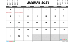 Free Printable January 2023 Calendar