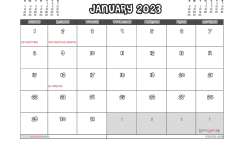 Free January 2023 Calendar Printable