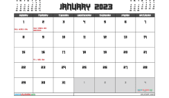 Free Printable January 2023 Calendar