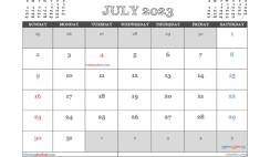 July 2023 Printable Calendar Free