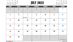 Free July 2023 Calendar Printable