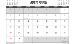 Free July 2023 Calendar with Holidays