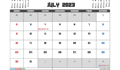 July 2023 Calendar with Holidays Printable