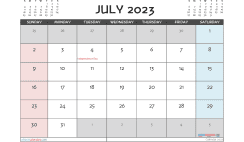 July 2023 Calendar with Holidays Free