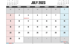 Free Calendar July 2023 Printable