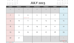 Free 2023 Calendar July Printable