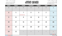 Free Printable July 2023 Calendar