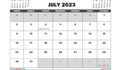 Free Calendar July 2023 Printable