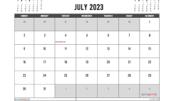 Free July 2023 Calendar Template