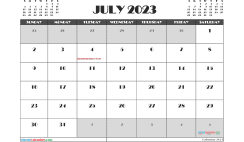 Free July Calendar 2023 Printable