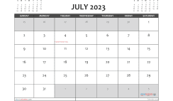 Printable July 2023 Calendar with Holidays