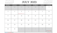 July 2023 Calendar with Holidays Free