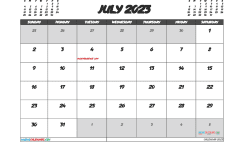 Printable July 2023 Calendar with Holidays