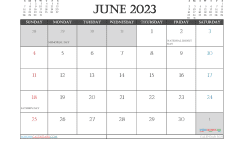 Free 2023 Calendar June Printable