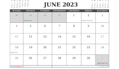 Free 2023 Calendar June Printable