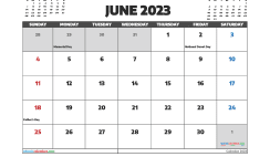 Free June 2023 Calendar with Holidays