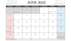 Printable June 2023 Calendar with Holidays