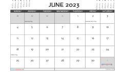 June 2023 Calendar with Holidays Printable