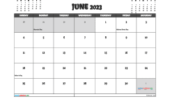 Free June 2023 Calendar with Holidays