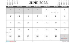 Free June Calendar 2023 Printable