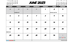 Printable June 2023 Calendar with Holidays