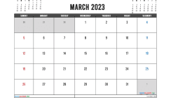 Free Printable March 2023 Calendar