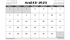 March 2023 Printable Calendar Free