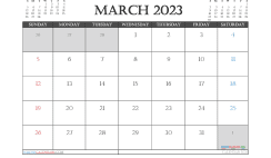 Free 2023 Calendar March Printable