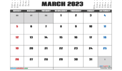 Free March 2023 Calendar Printable