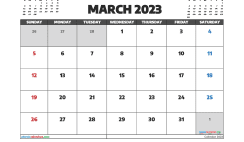 Free March 2023 Calendar with Holidays