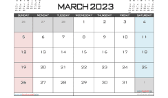 Printable March 2023 Calendar with Holidays