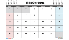 Free Printable March 2023 Calendar