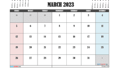 Free March 2023 Calendar Template